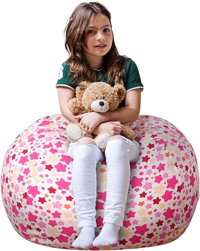 Wekapo Stuffed Animal Storage Bean Bag Chair Cover for Kids | Stuffable Zipper Beanbag for Organi... | Amazon (US)