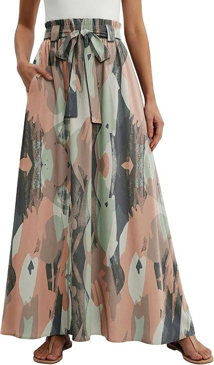 Lepunuo Women Flowy Maxi Skirts Paper Bag High Waisted Long Skirts with Pockets Summer Casual Tie... | Amazon (US)