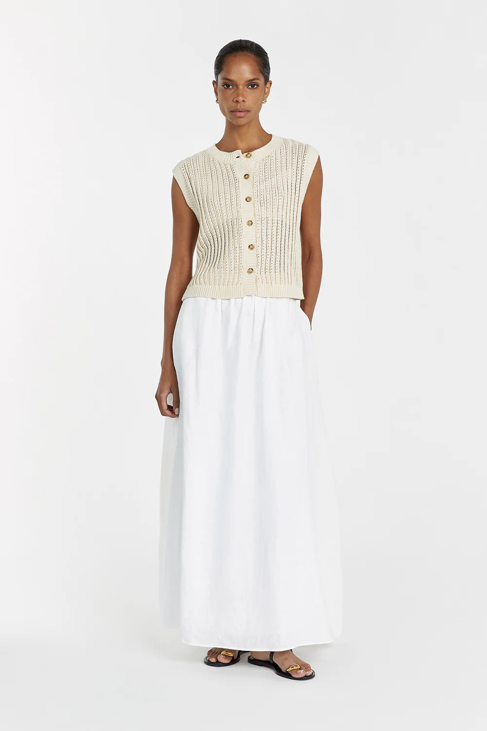 BLOOM CHALK CROCHET CROP VEST | DISSH