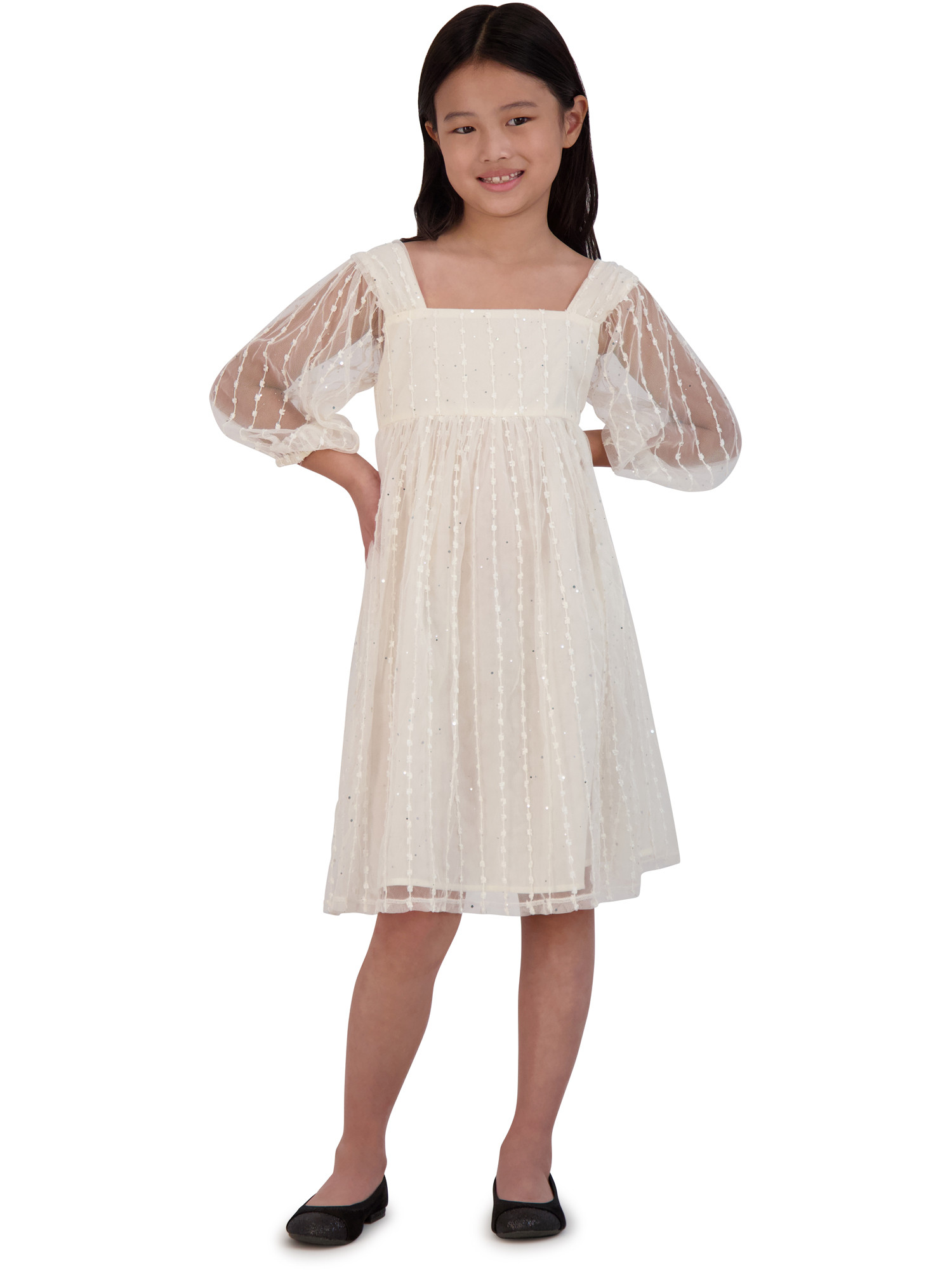 Wonder Nation Girls Metllic Mesh Dress, Sizes 4-18 & Plus | Walmart (US)