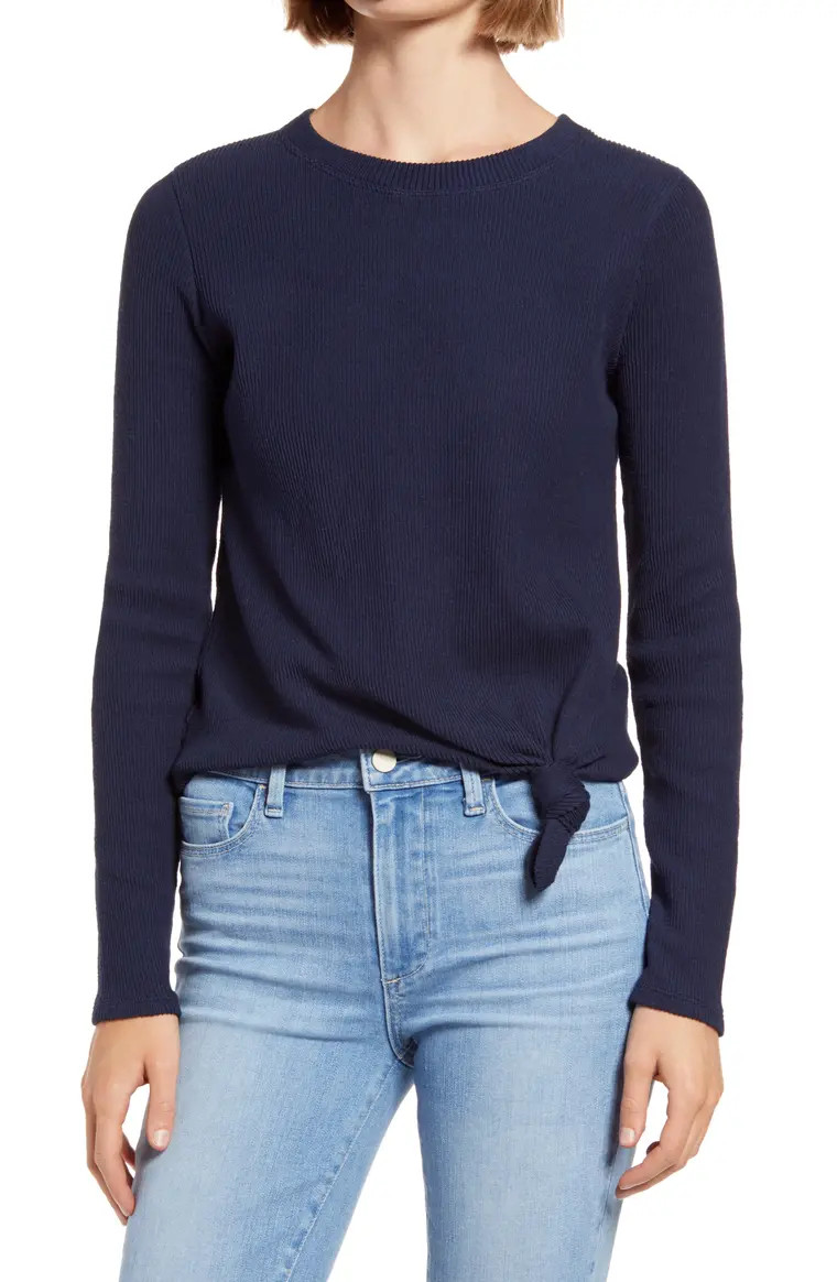 Texture & Thread Front Knot Jacquard Top | Nordstrom