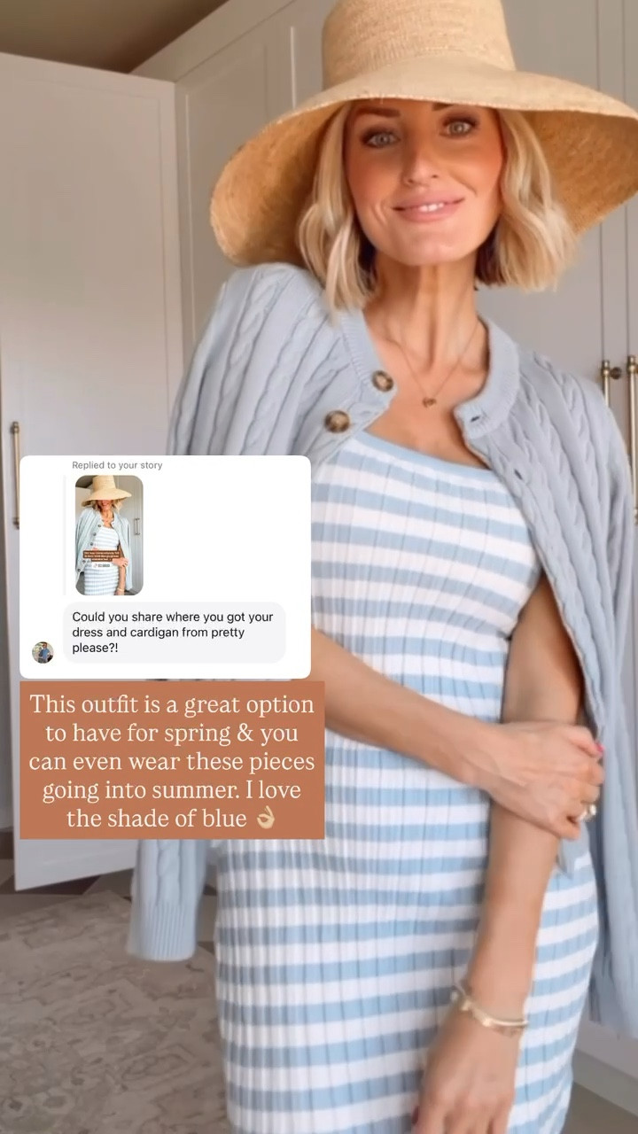 The perfect spring outfit 💕 love mixing these blues! Wearing M in the dress.

Loverly Grey, Amazon find, Amazon fashion, blue and white striped midi dress, blue cable knit cardigan, spring fashion, spring outfit ideas, vacation outfit ideas 

#LTKTravel #LTKootd #LTKSeasonal