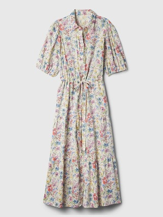 Puff Sleeve Midi Dress | Gap (CA)