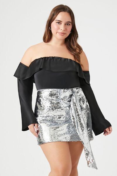 Plus Size Sequin Bow Mini Skirt | Forever 21 (US)
