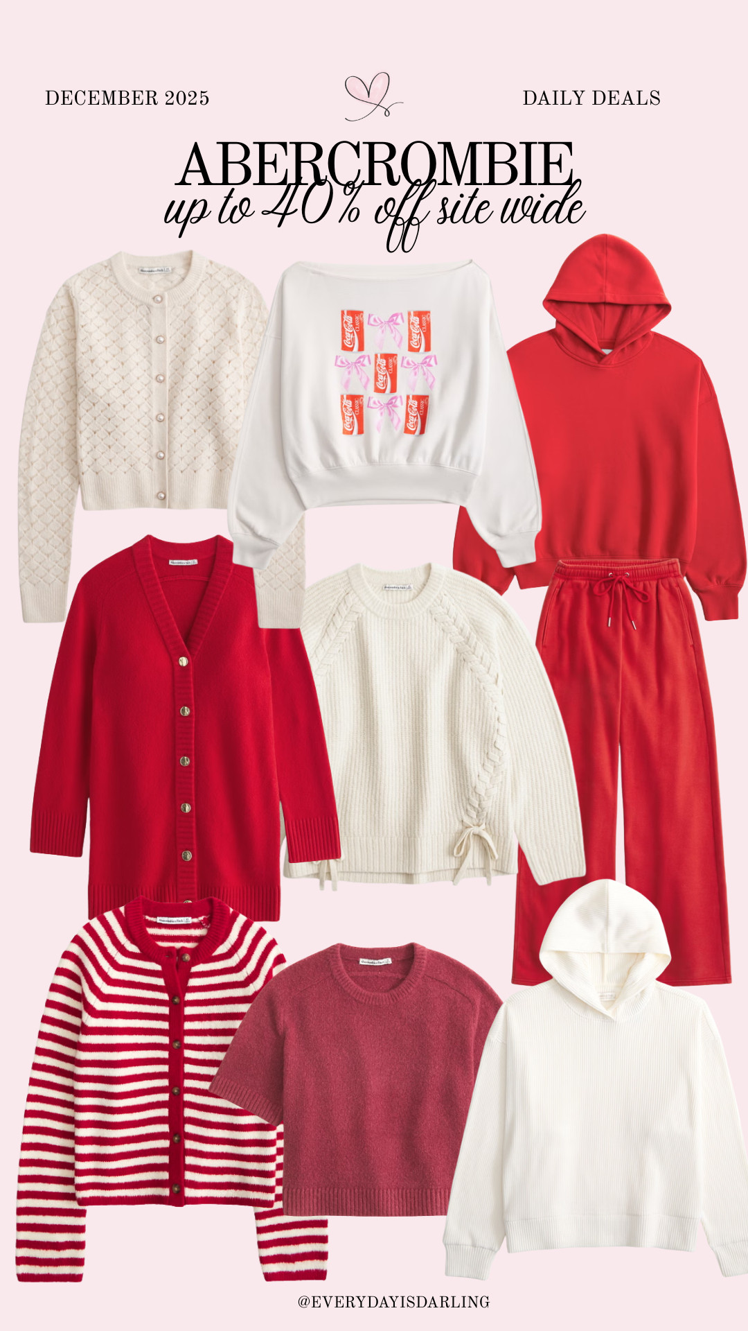 Abercrombie has the cutest things right now! Loving all the red for the holiday season, but also perfect for Valentine's Day too ♥️ Up to 40% off almost everything! 

 #LTKHoliday #LTKootd #LTKSaleAlert