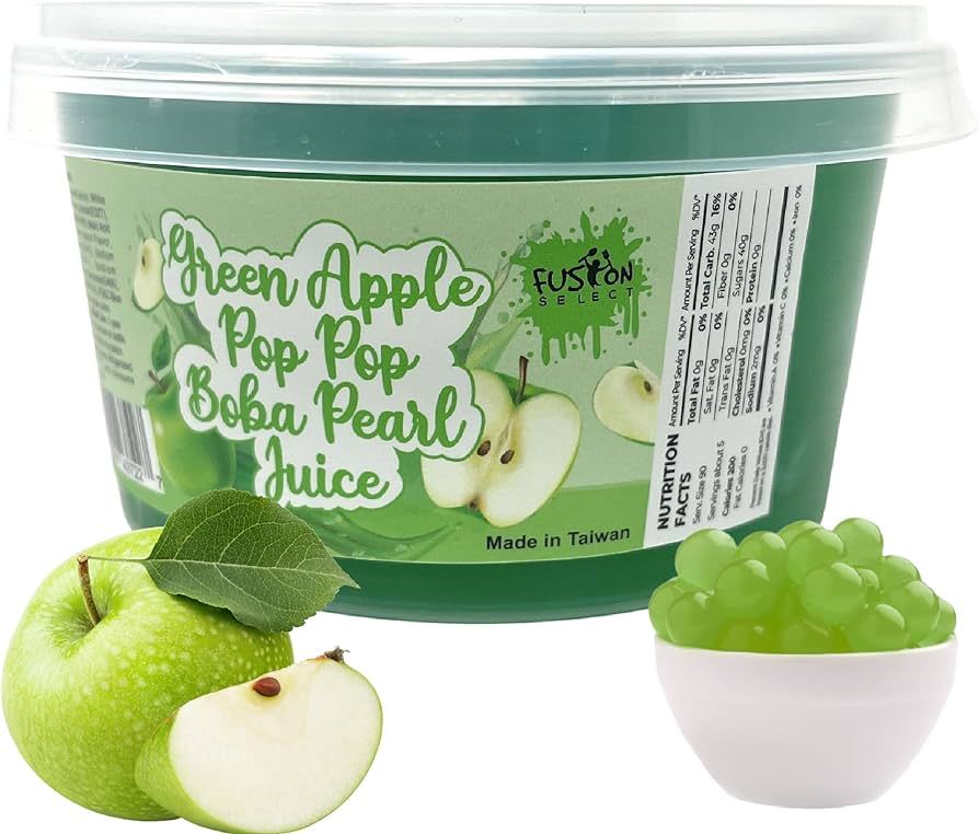 Fusion Select Bursting Boba Popping Boba Pearls Fruit Tea Snack Toppings (Green Apple, 450 Gram) | Amazon (US)