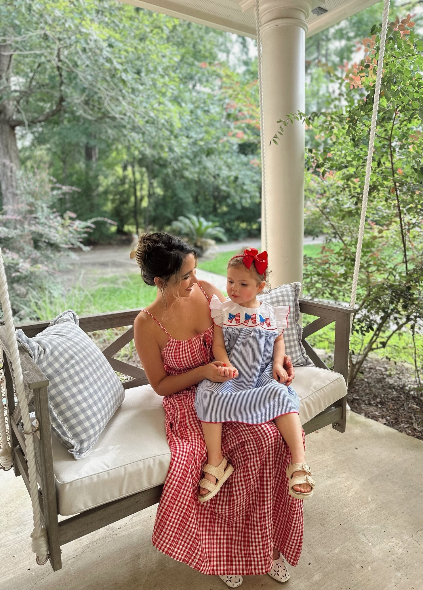 Fourth of July 
Red gingham dress 
Toddler girl fourth of July dress 
Blue gingham pillows 
Porch swing 
Amazon finds
Walmart finds

#LTKKids #LTKmomlife #LTKSeasonal
