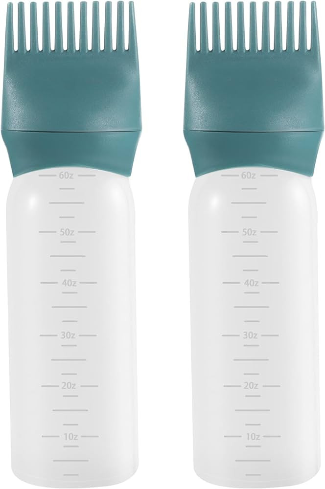 Pimoys Hair Oil Applicator Bottle 6 Ounce, 2 Pack Root Comb Applicator Bottle Hair Dye Bottle Oil... | Amazon (US)