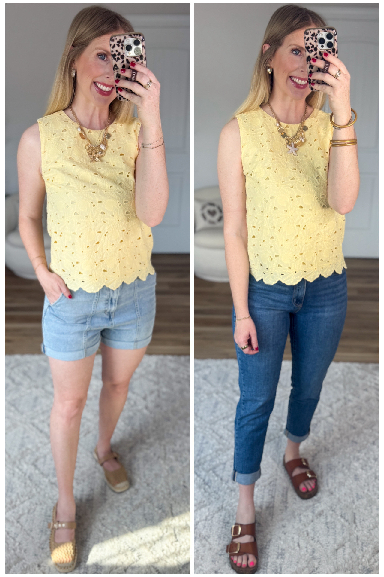 2 ways to wear this yellow eyelet tank from Walmart! 

#LTKgrwm #LTKootd