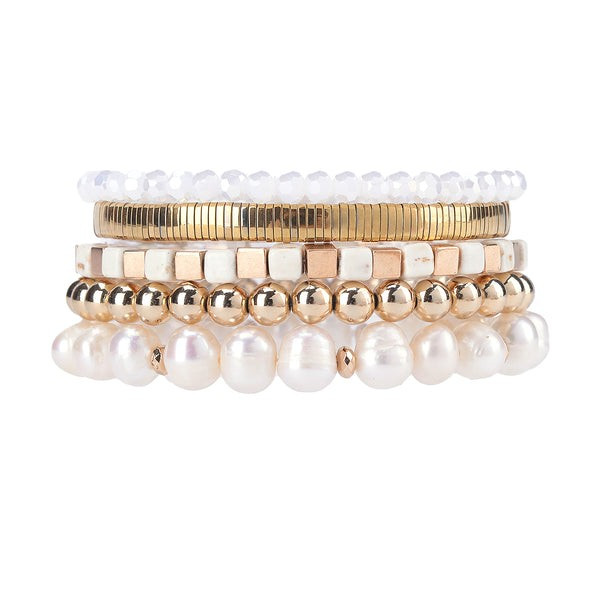 Kaelynn Pearl Bracelet Stacking Set | Victoria Emerson