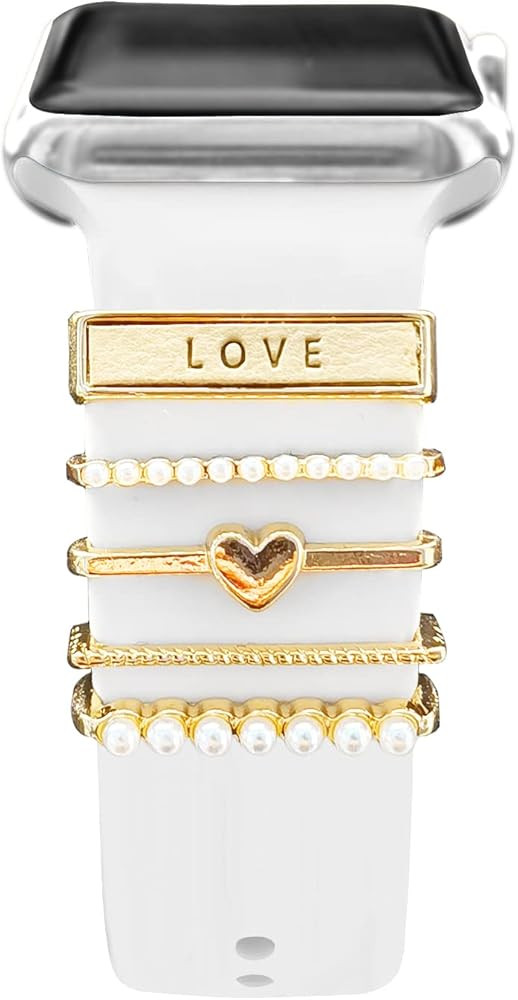 5Pcs Charms for Apple Watch band 41mm 45mm 40mm 44mm 38mm 42mm 46mm 49mm Women,Diamond+Metal Jewe... | Amazon (US)