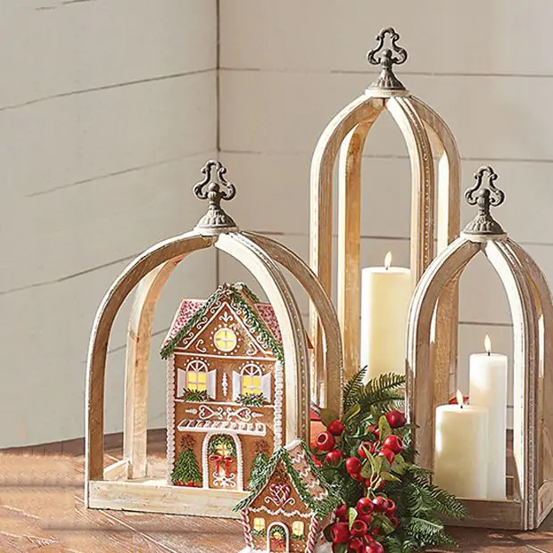 Open Frame Tabletop Lantern | Antique Farm House