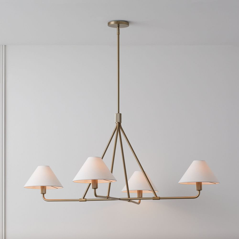Beatrix Chandelier Dark Bronze White Linen (46&amp;quot;) | West Elm (US)