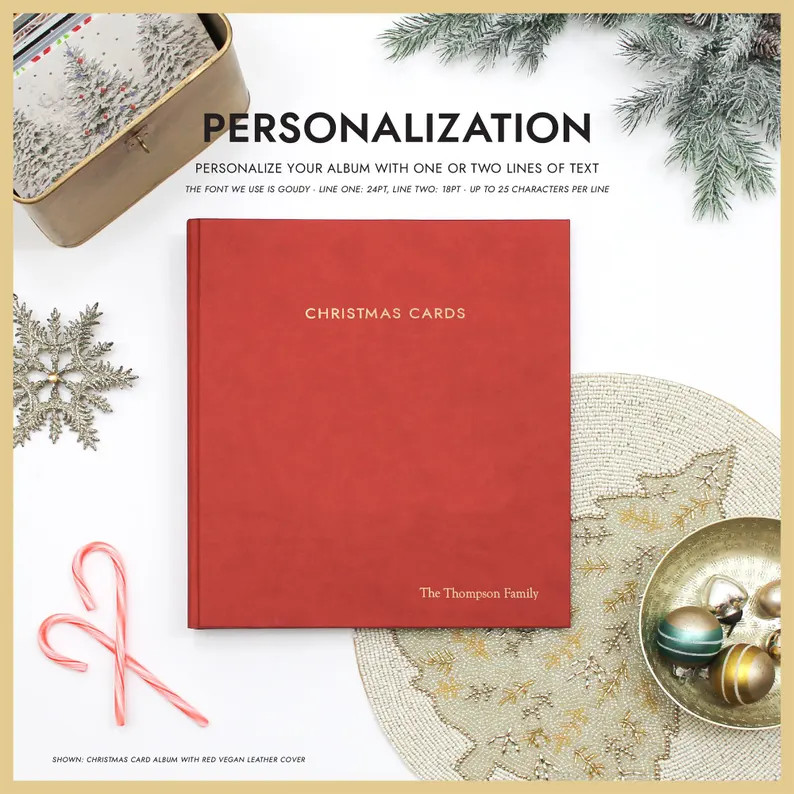PERSONALIZED Christmas Card Album With Natural Linen Cover | Price Includes Custom Gold Foil Embo... | Etsy (US)