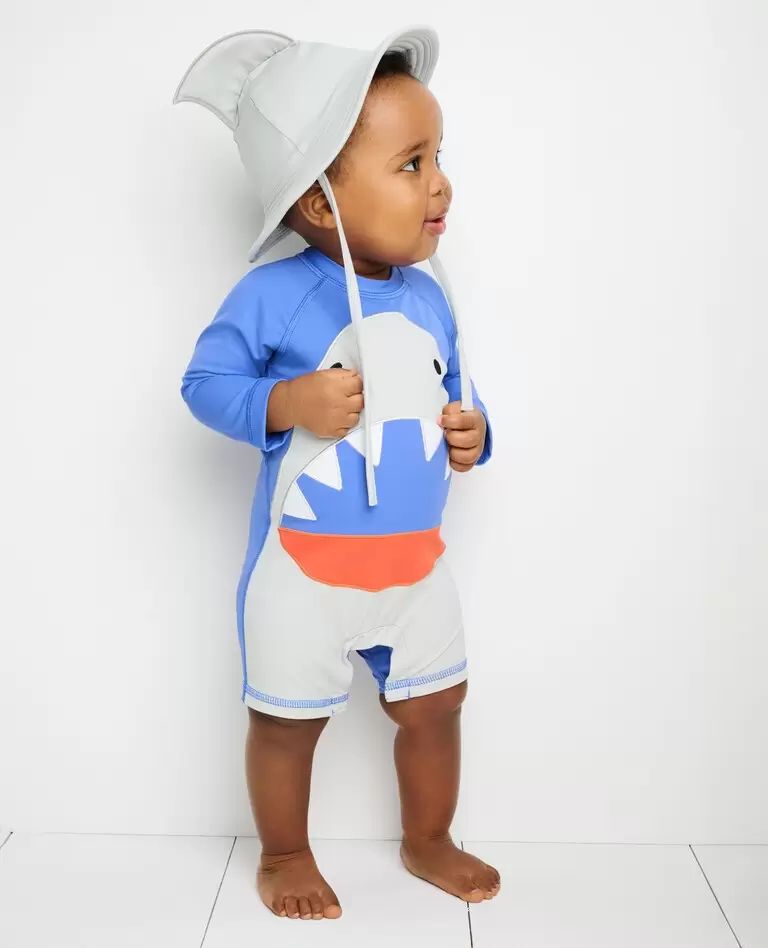 Baby Print Rash Guard Swimsuit & Sunblock Hat Set | Hanna Andersson