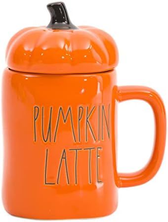 Rae Dunn PUMPKIN LATTE Mug - with PUMPKIN topper - ORANGE - Halloween - Ceramic - 16 oz | Amazon (US)