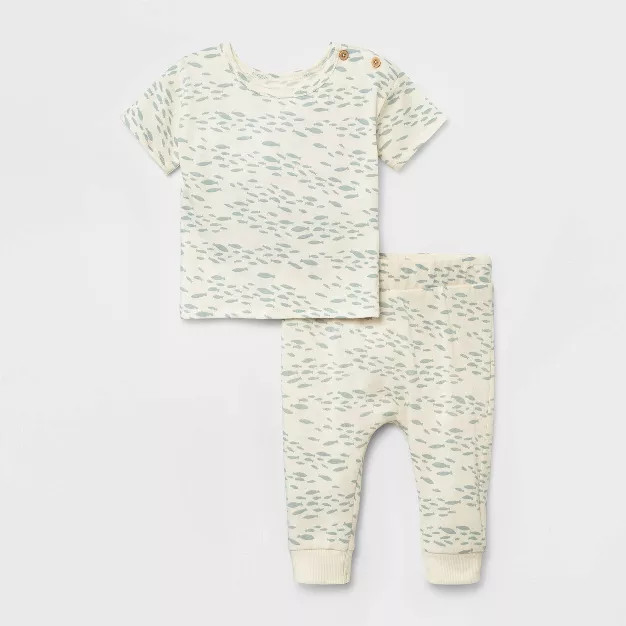Grayson Mini Baby Boys' 2pc Fish Jersey Top & Bottom Set - Cream | Target