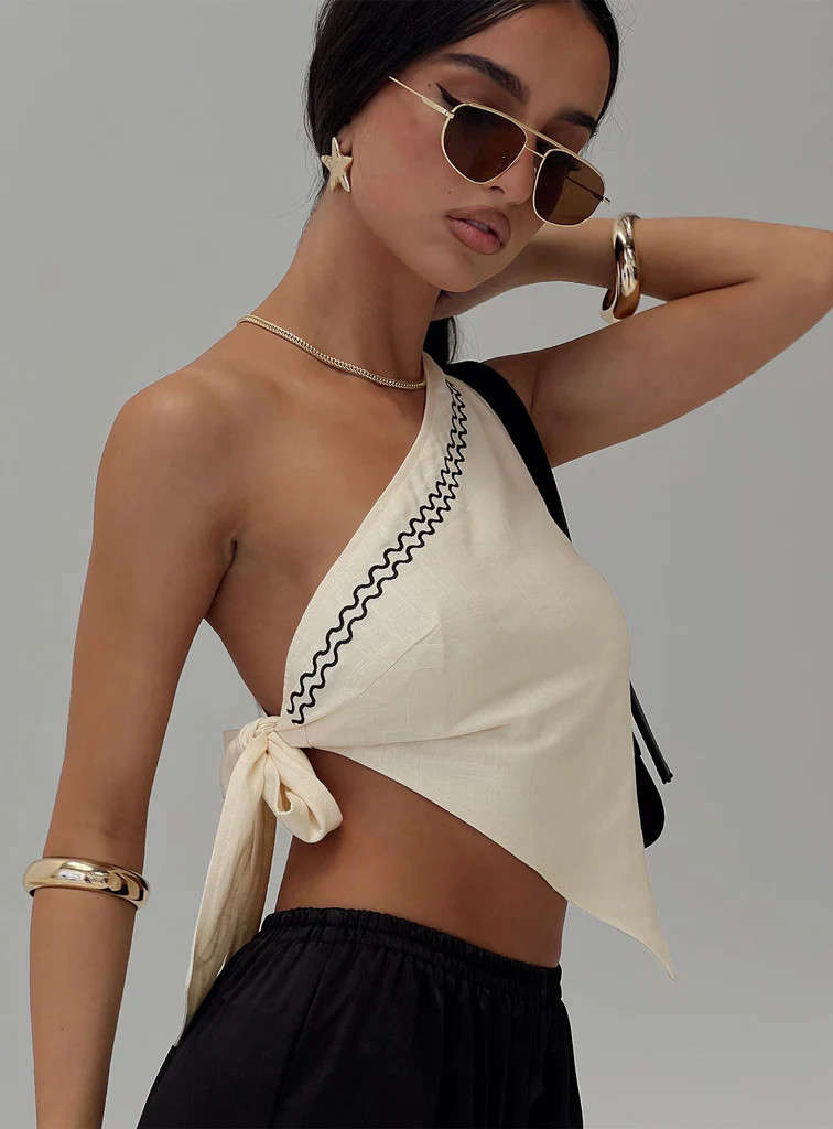 Frankle Top Cream/black | Princess Polly US