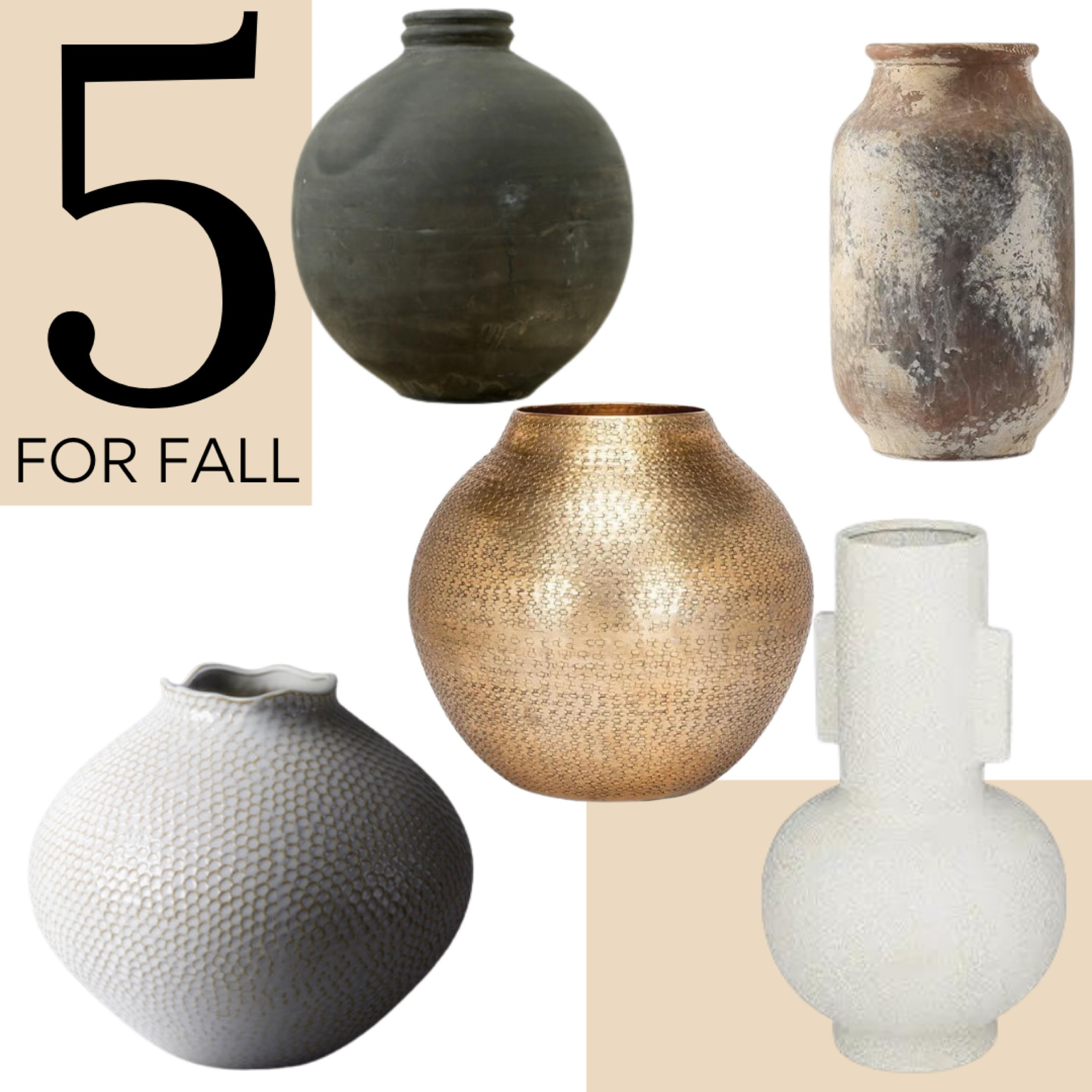 5 for Fall: large textured vases and vessels