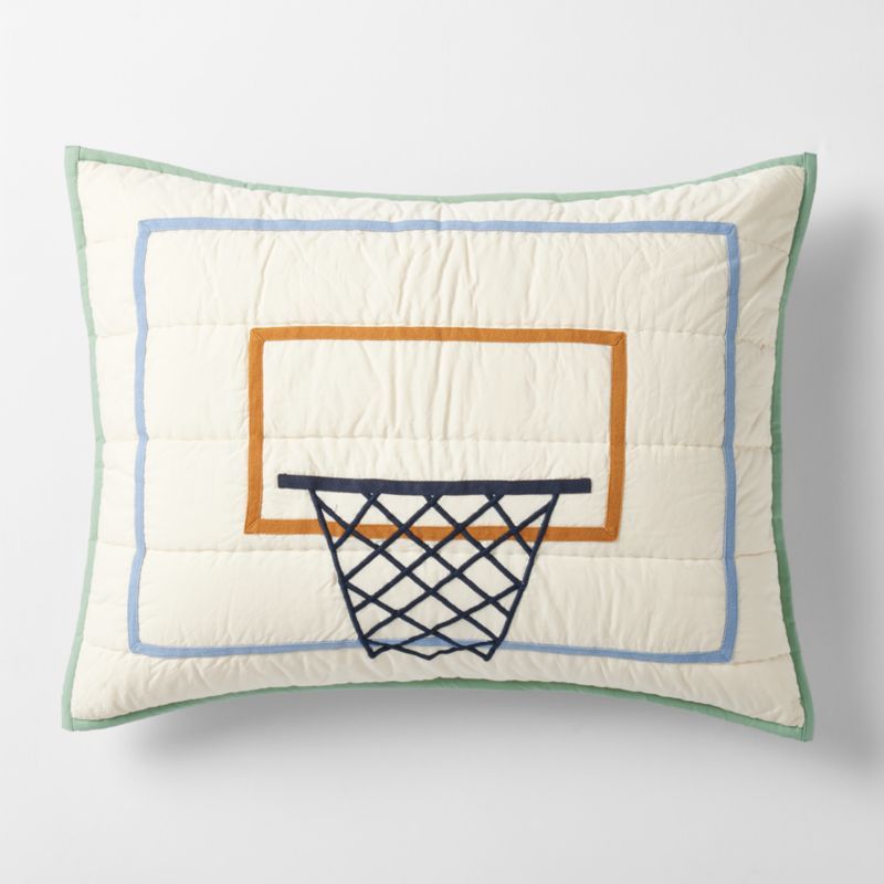 Modern Basketball Organic Cotton Kids Pillow Sham + Reviews | Crate & Kids | Crate & Barrel