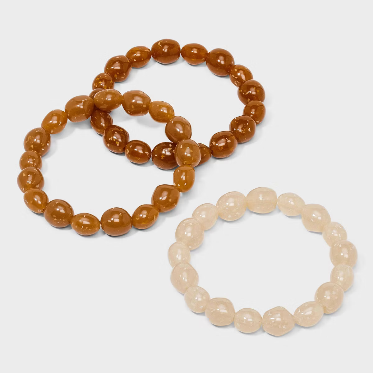 Beaded Stretch Bracelet Set 3pc - A New Day™ Brown/Ivory | Target