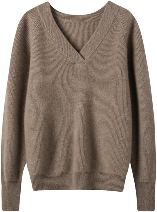 Women's Cashmere and Merino Wool Blend V Neck Sweater Lightweight Knit Sweater | Amazon (US)