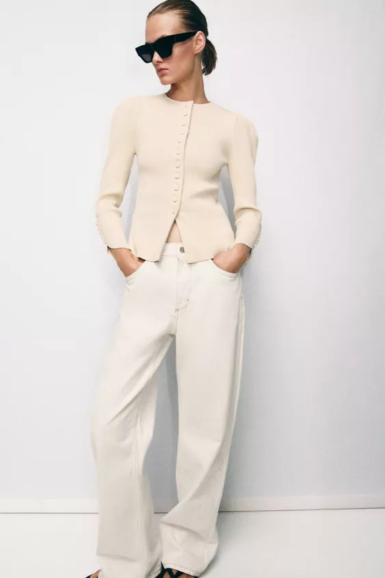 CARDIGAN WITH PUFF SLEEVES | Zara US