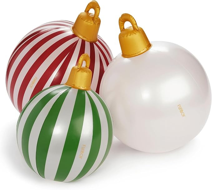 FUNBOY Giant Inflatable Light-Up Classic Christmas Ornaments, 3 Giant Sizes 24'', 22'' and 16.5''... | Amazon (US)
