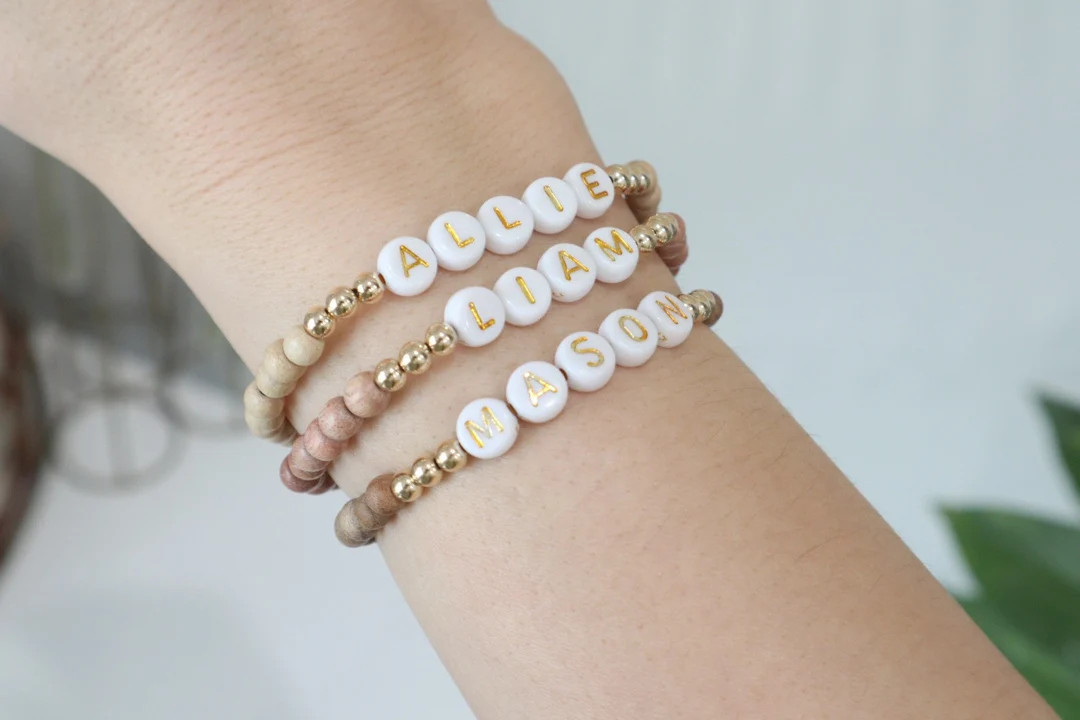 Name Bracelet Customized Name Bracelet Gold Bead Bracelets - Etsy | Etsy (US)