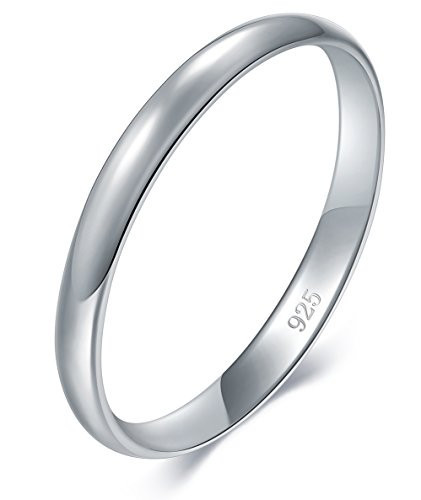 MINDDHA Sterling Silver Wedding Band – 925 Pure Sterling Silver Band for Women & Men | Sterling Silver Band for Women | Sterling Silver Wedding Band for Men - 2mm Band Size 11 | Amazon (US)