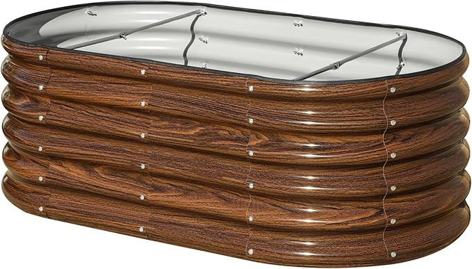 SnugNiture 4x2x1.5ft Raised Garden Bed Outdoor, 17" Tall Galvanized Metal Planter Box, Oval Raise... | Amazon (US)