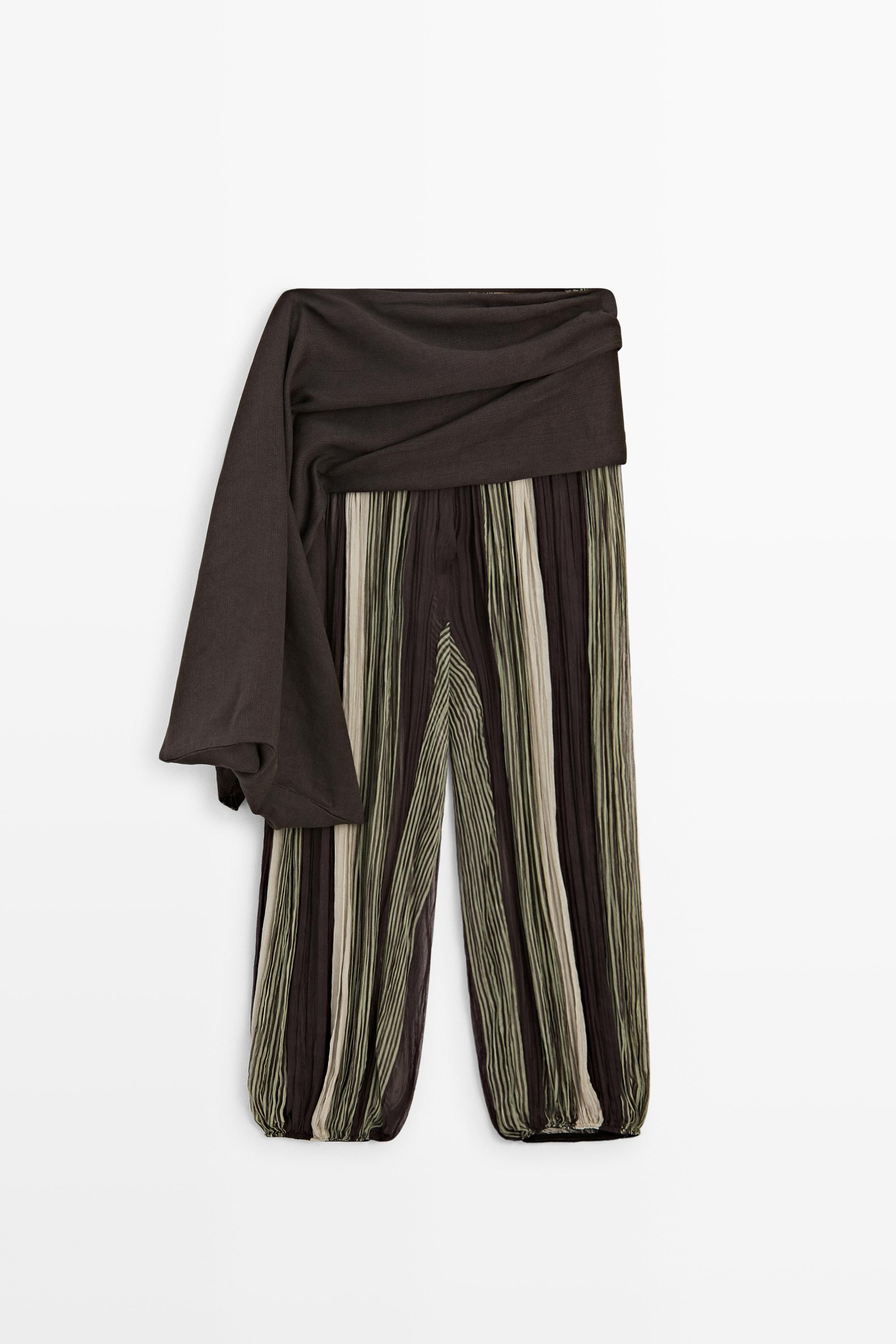 Striped flowing pants with sash detail | Massimo Dutti UK