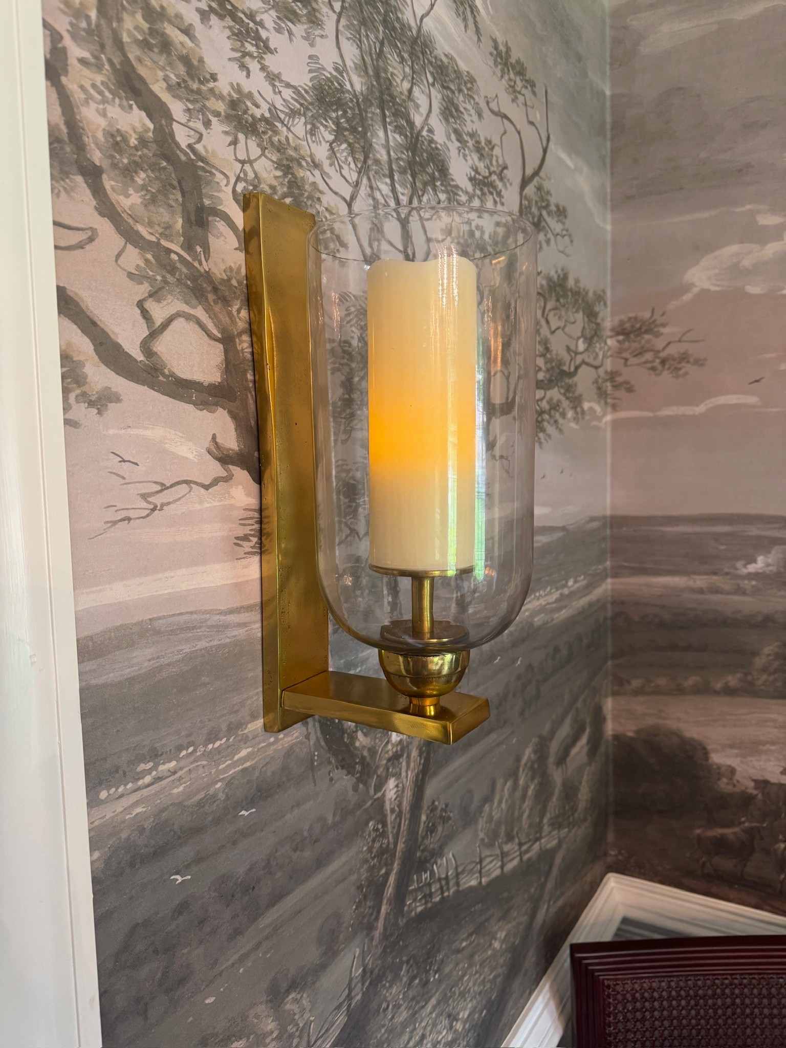 I love this gold sconce and candle for a classic touch in our dining room. Classic decor, classic finds, mural wallpaper, dining room decor, moody lighting

#LTKHome