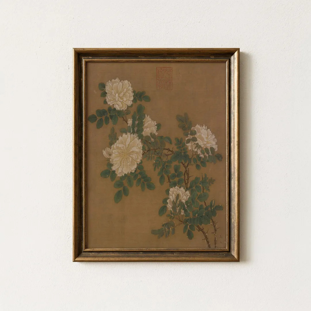 Vintage Floral Painting | Japanese Botanical Flower Artwork | Rustic Cottagecore Wall Decor | Mai... | Etsy (US)