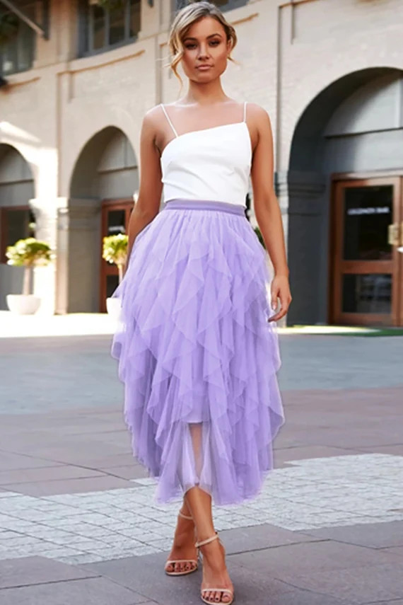 A-line Tulle Tutu Mid Long Tiered Ruffle Women Skirts Midi - Etsy | Etsy (US)