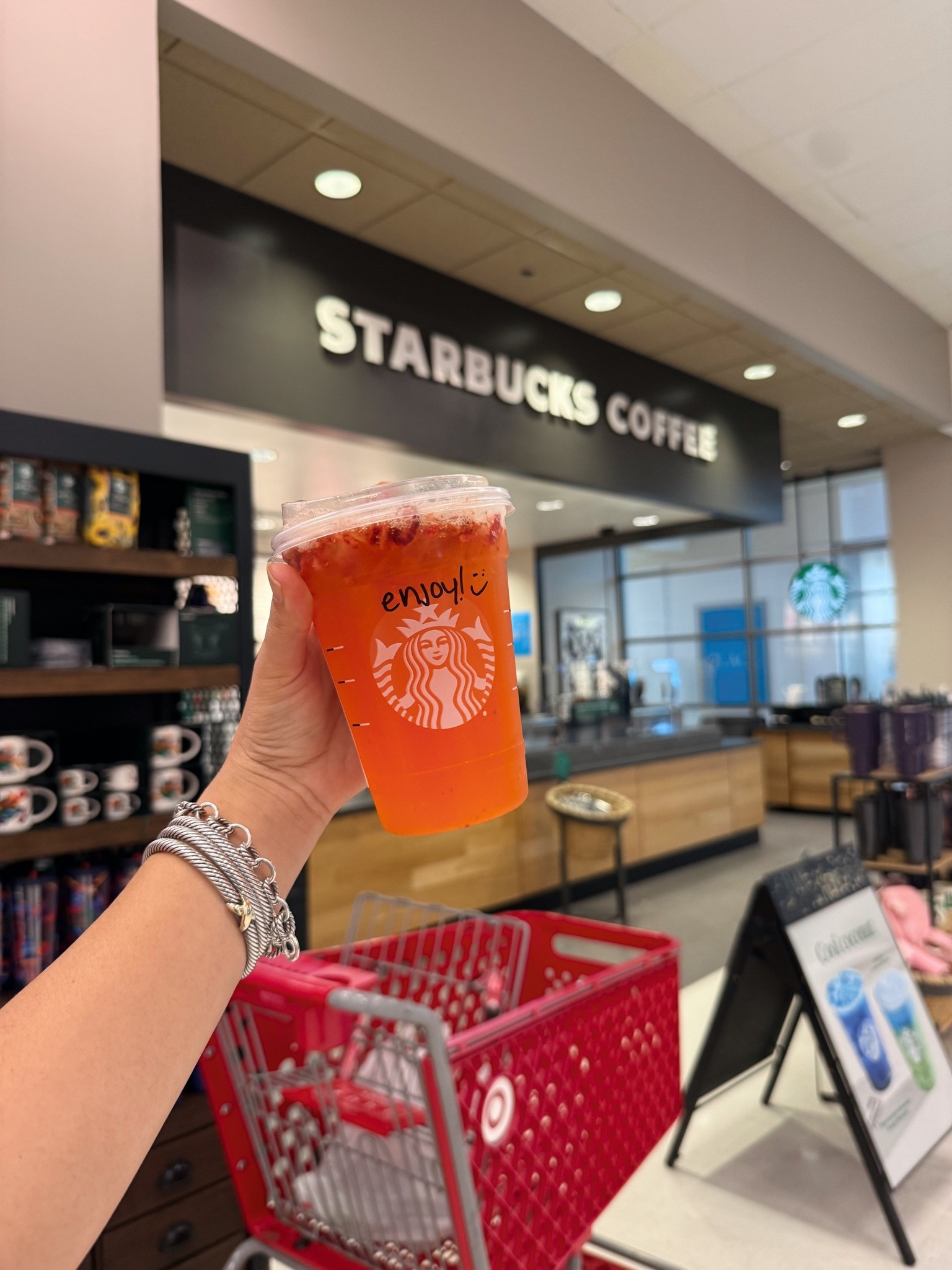 #ad Back-to-school mom date = Starbucks + Target + actually getting our lists done. 😂 This time we tried the Mango Blended Mango Strawberry Lemonade Energy Refresher and Mango Strawberry Lemonade Refresher, and they were the perfect treat to sip while we shopped. A little mom time makes even the longest Target list more fun. 🥭🍓 @target @starbucks #TargetPartner #StarbucksCreator @shop.ltk #liketkit