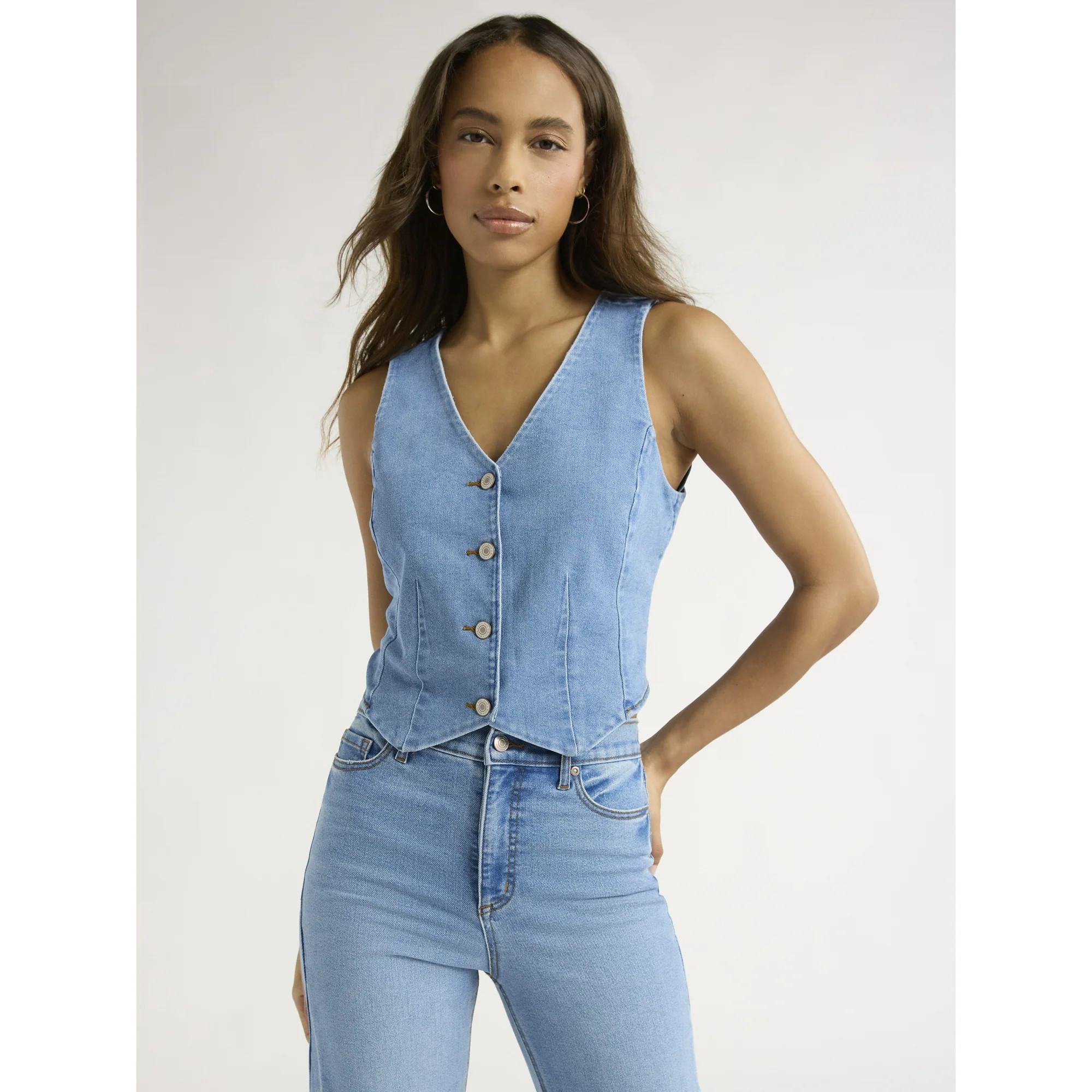 Sofia Jeans Women's Denim Vest, Sizes XS-XXXL | Walmart (US)
