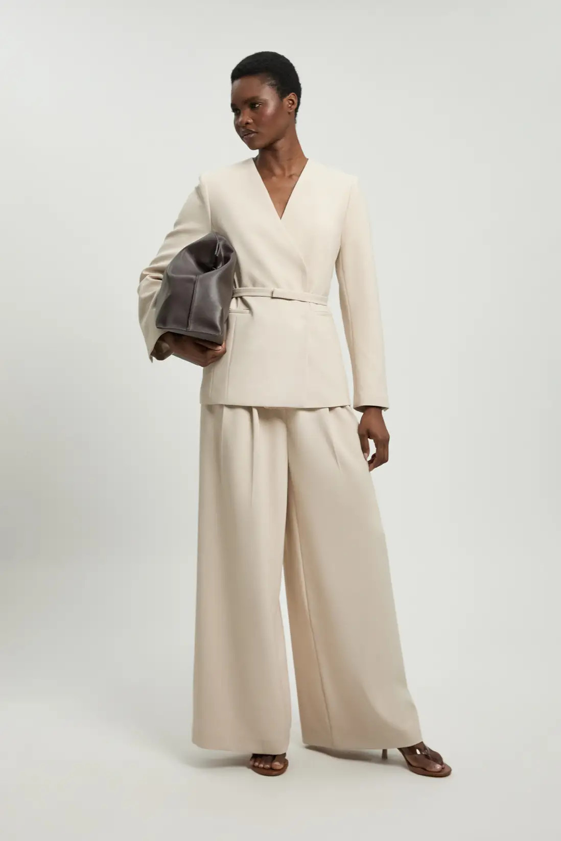 Compact Stretch Wide Leg Trouser | Karen Millen