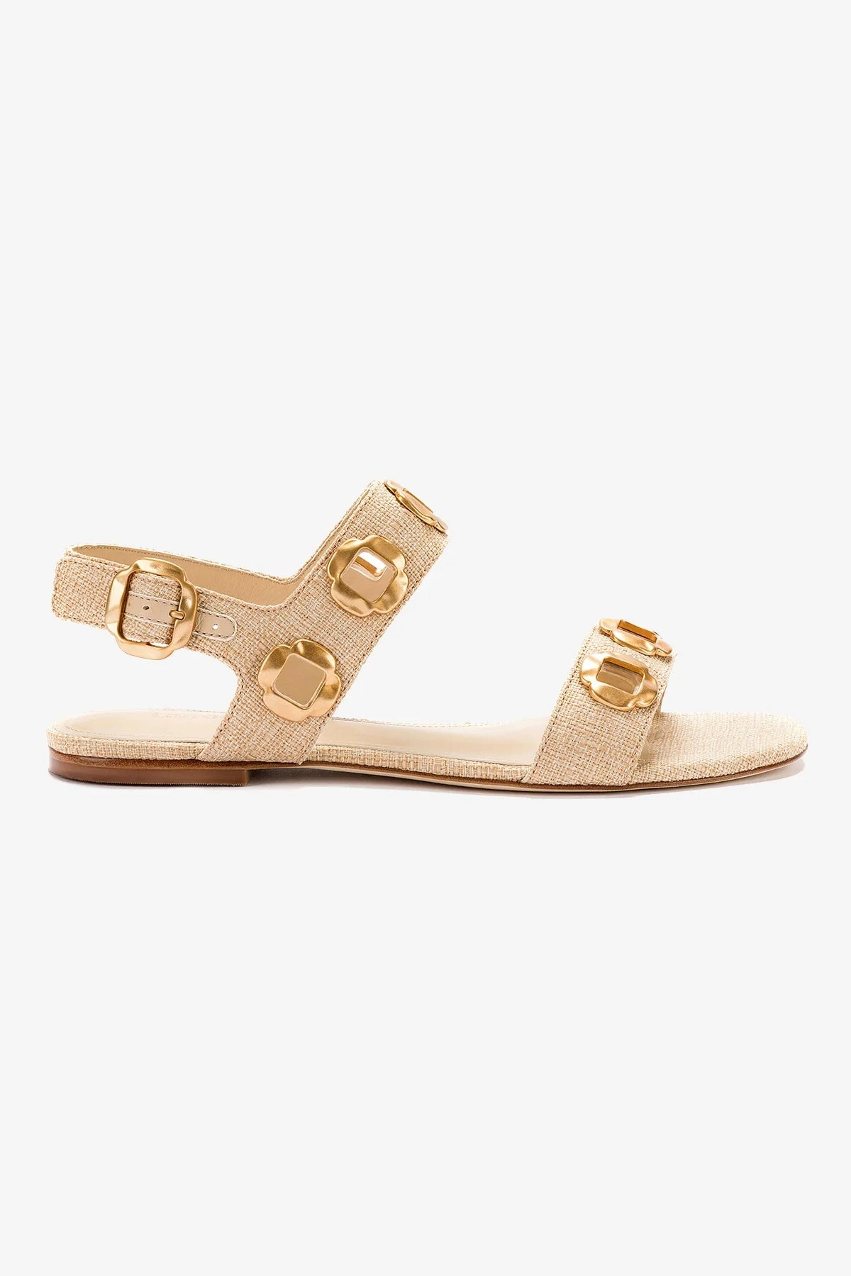 Milan Flat Sandal In Beige Raffia | Larroude