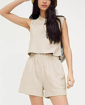 Summer Two Piece Sets for Women Going Out Tank Top and Shorts Matching Workout Set Casual Vacatio... | Amazon (US)