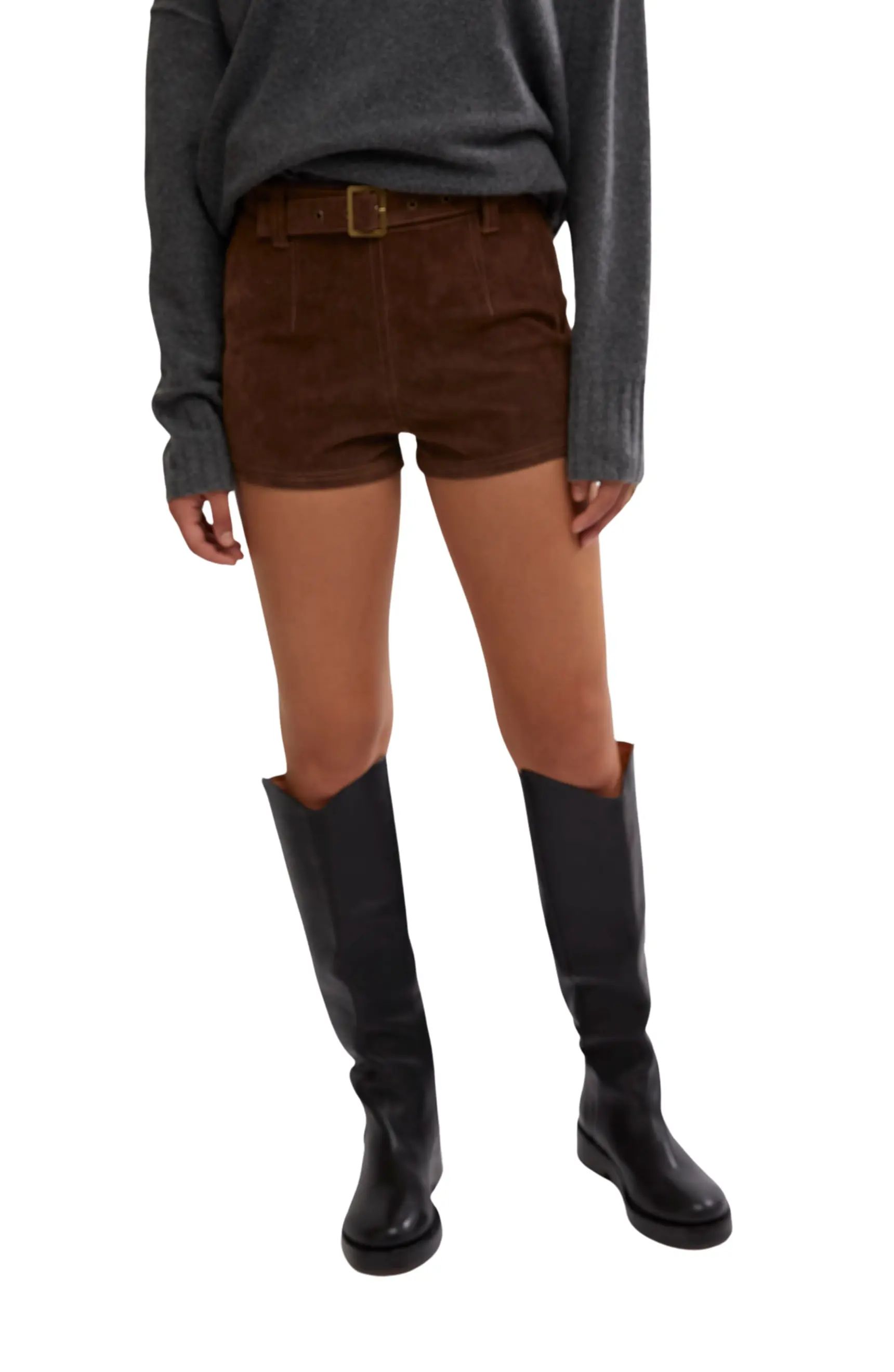 Jada Belted Faux Suede Shorts | Nordstrom