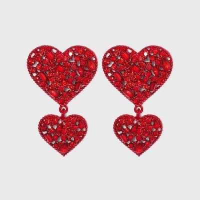 SUGARFIX by BaubleBar Rhinestone Encrusted Heart Drop Earrings | Target