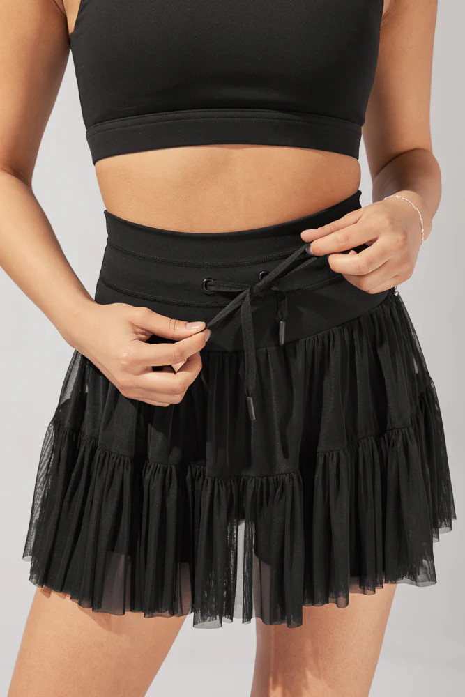 Pirouette Tiered Skort - Black | POPFLEX