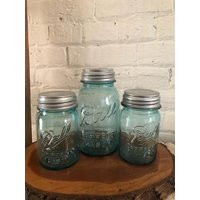Vintage Ball Mason Jars Aqua Blue Set Of Three | Etsy (US)