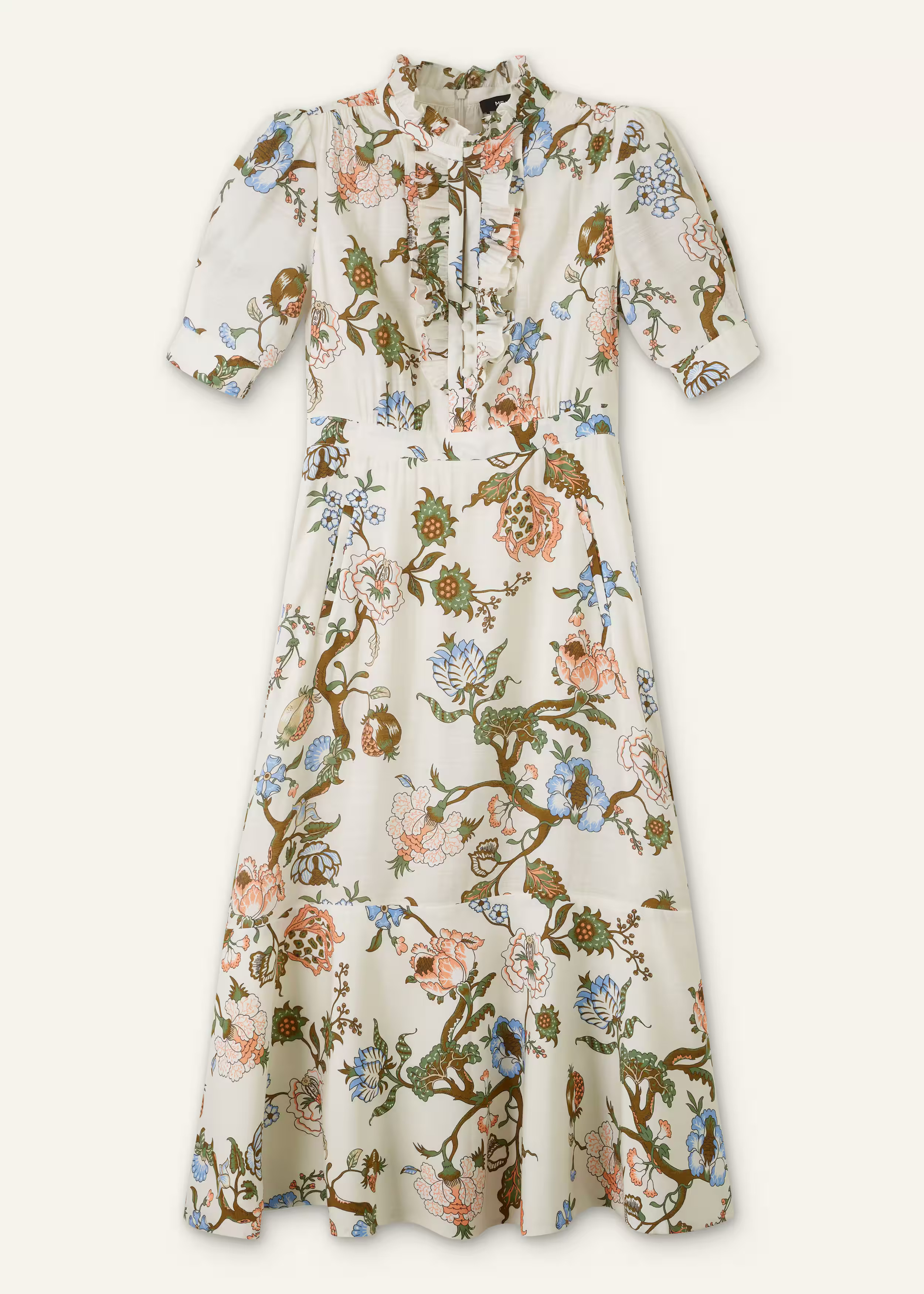 Women's Cream Floral Garden Print Midi Dress | ME+EM | ME+EM Global (Excluding US)
