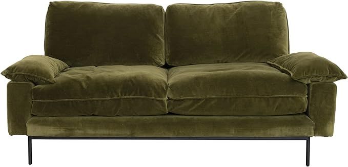 Creative Co-Op Cotton Velvet Upholstered Metal Frame, Evergreen Sofas, 72" L x 36" W x 31" H, Gre... | Amazon (US)