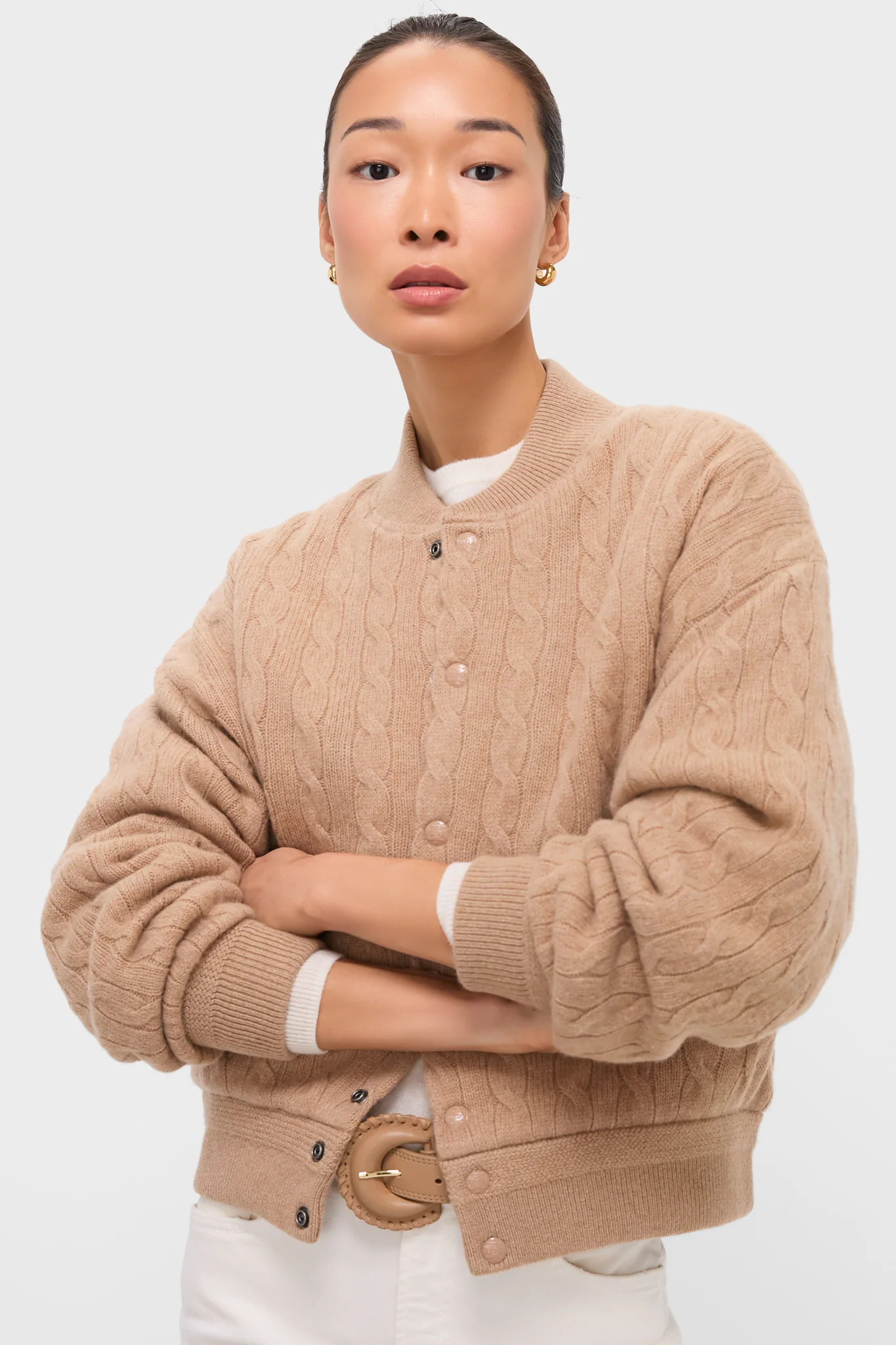 Collection Camel Melange Wool Cashmere Sweater Bomber Coat | Tuckernuck (US)