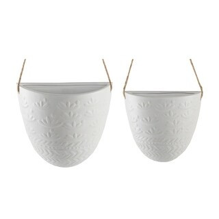 7.75" & 5.75" WREATH Ceramic haning wall pocket,Matte White (Mid-Century Modern - No - Ceramic - Pla | Bed Bath & Beyond