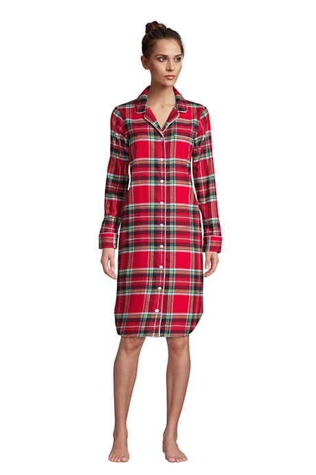 Women's Long Sleeve Print Flannel Nightshirt | Lands' End (US)