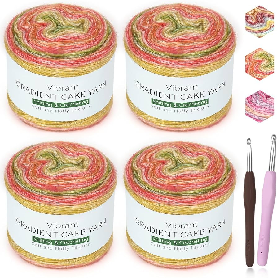 Katech Ombré Yarn for Crocheting-Gradient Cake Yarn-4x100g 60% Cotton 30% Acrylic 10% Wool-Ombr... | Amazon (US)